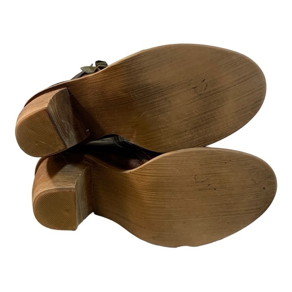 Socofy Distressed Brown Leather Boots with Green Leather 3-D Flower - Size 6 37 - Picture 6 of 14